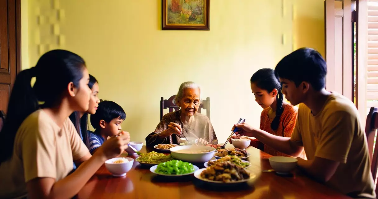 မြန်မာ့ မိသားစု စုပေါင်းထမင်းစားနေမှု — ရန်ကုန် ရိုးရာ ဘဝပုံစံ