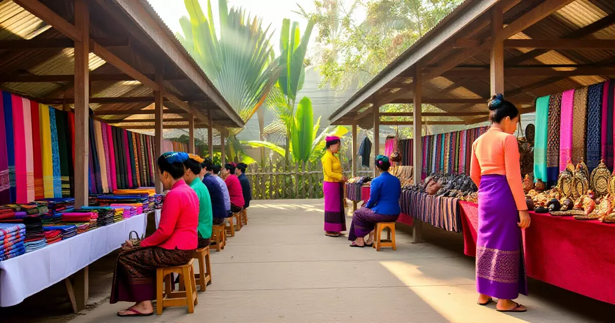 ရန်ကုန်ရိုးရာ ဈေးတန်း — လုံချည်နှင့် လက်မှုပစ္စည်းများ ရောင်းသောဆိုင်များ