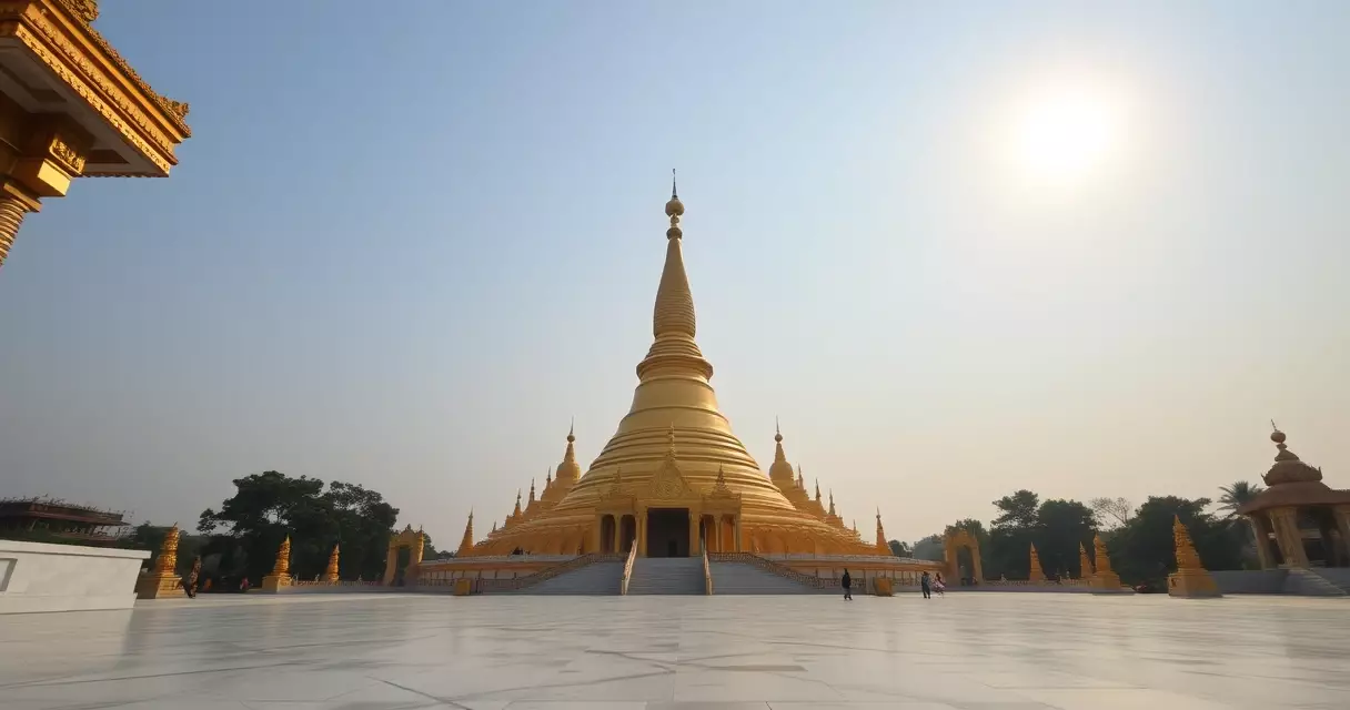 မနက်ခင်းအလင်းတွင် ရွှေရောင်တောက်ပနေသော ရွှေတိဂုံစေတီတော်