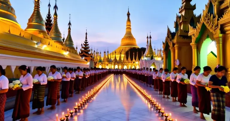 ရွှေတိဂုံစေတီတော်တွင် ဝါဆိုပြည့်နေ့ မေတ္တာကံ ပူဇော်ပွဲနှင့် ပန်း ၈၄,၀၀၀ ပင် ပူဇော်ပွဲ ကျင်းပ