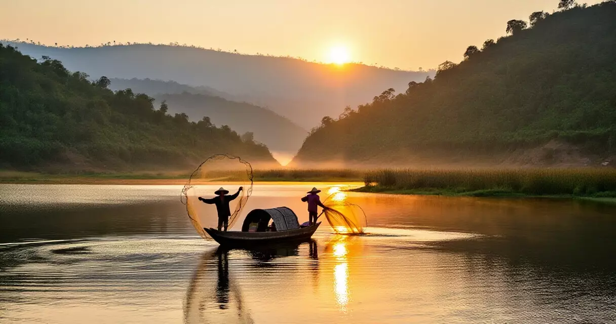 မြန်မာ ယဉ်ကျေးမှုခရီး — အင်းလေးကန် တွင် မြောင်းခတ်ဖမ်းသောငါးဖမ်းသမားများ