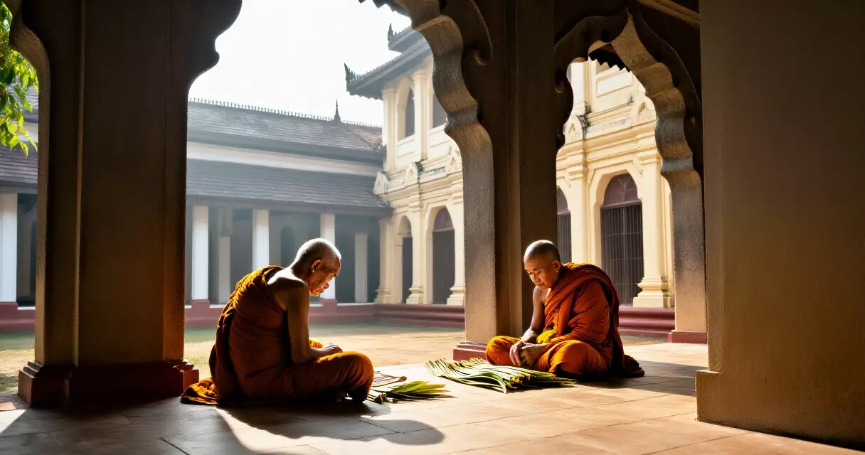 ရန်ကုန်ဘုရားကျောင်းတွင် ဆရာတော်များ ပဂုဠ်ကျမ်း ဖတ်ရှုနေသောမြင်ကွင်း