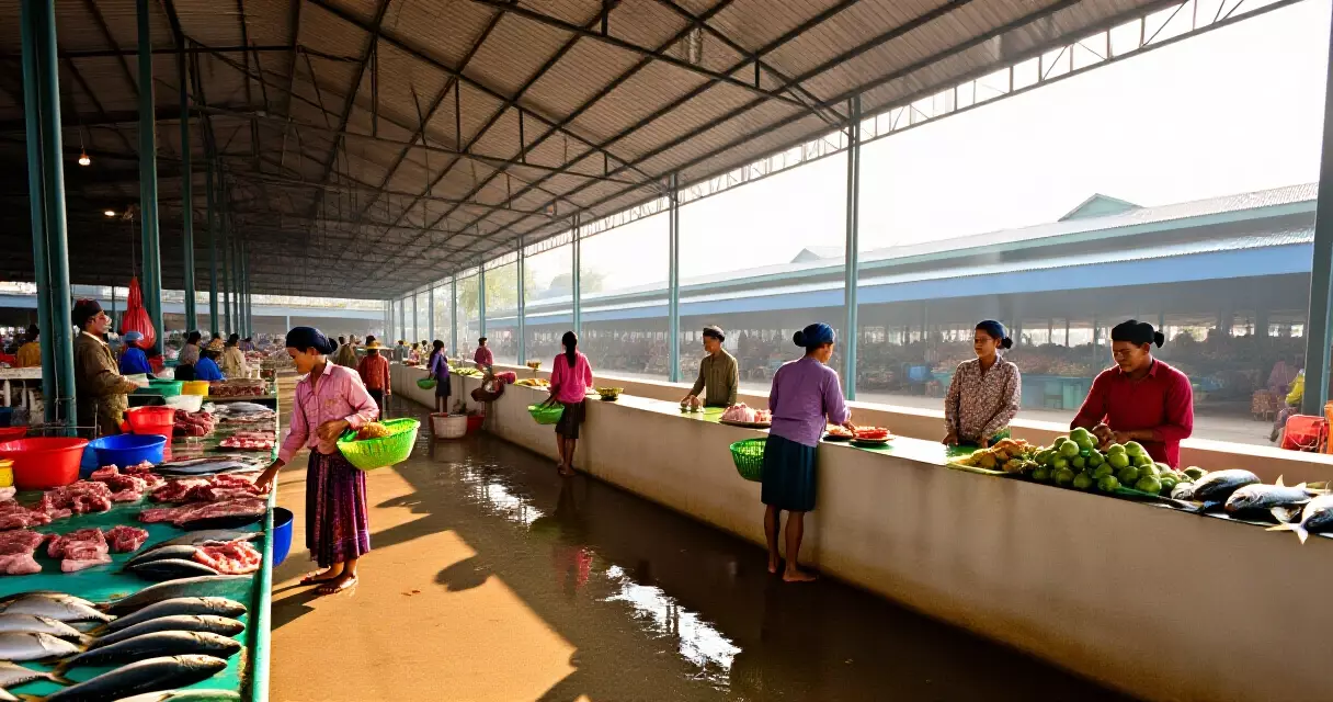 ဒလမြို့နယ် ကမာကဆစ်ဈေးတွင် အသား-ငါး ဈေးရုံများ ပြုပြင်ဆောင်ရွက်နေမှု